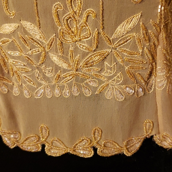 Sleeveless silk chiffon beaded top - Picture 3 of 7